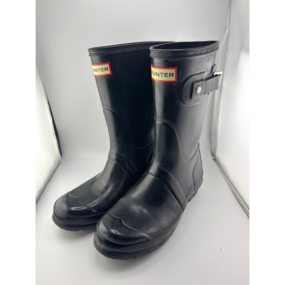 Hunter Original Short Rain Boots Black Matte Waterproof Rubber W6 EU37